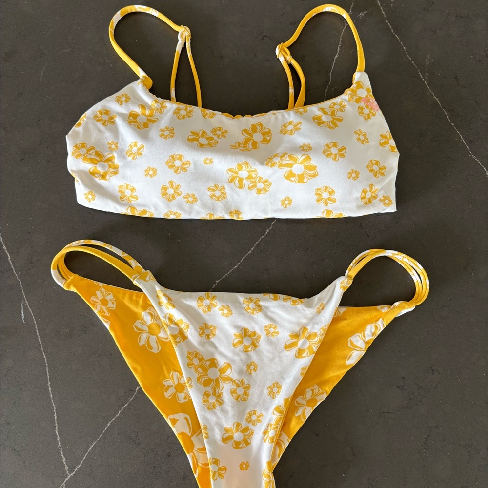 Roxy Yellow and White Floral Bikini